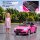 Kinder-Elektroauto, mit LED-Scheinwerfern, Sicherheitsgurt, Hupe, Musik, 3 bis 5 km/h, Rosa, 107 x 62,5 x 44cm