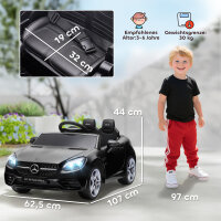 Kinder-Elektroauto, mit LED-Scheinwerfern, Sicherheitsgurt, Hupe, Musik, 3-5 km/h, schwarz, 107 x 62,5 x 44cm