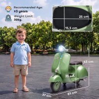 Elektro Motorrad Kinder 6 V Elektromotorrad mit Stützrädern, Lithium-Akku, Softstart, Musik, USB Scheinwerfer Hupe