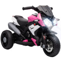 Elektro-Kindermotorrad, Lichter & Geräusche, 3 km/h, wiederaufladbar, Kunststoff & Metall, Rosa/Weiß