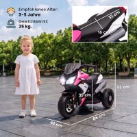 Elektro-Kindermotorrad, Lichter & Geräusche, 3 km/h, wiederaufladbar, Kunststoff & Metall, Rosa/Weiß