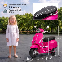 Elektro-Kindermotorrad, Vespa, 3 km/h, 3-6 Jahre, Musik, Licht & Radio, Rosa
